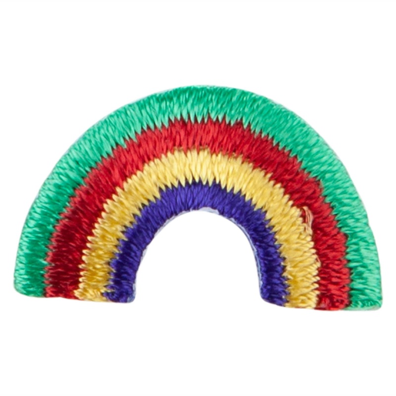 Tiny Rainbow Iron on Patch Green Red One Size