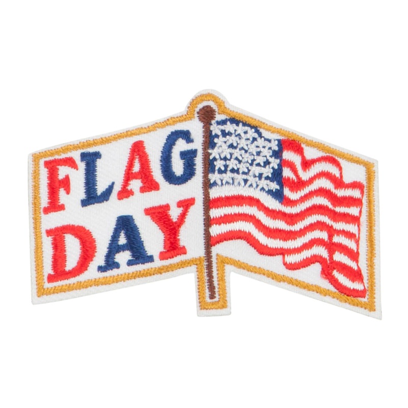 US Flag Day Embroidered Patches White Gold One Size