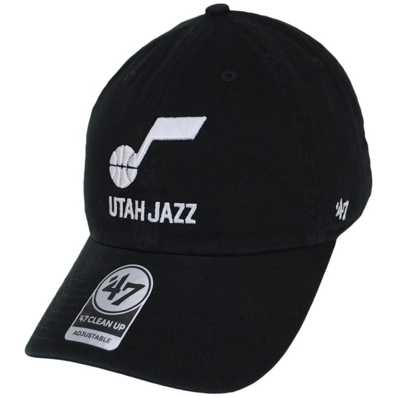 Utah Jazz NBA Clean Up Strapback Baseball Cap Dad Hat BLACK/WHITE ADJUSTABLE