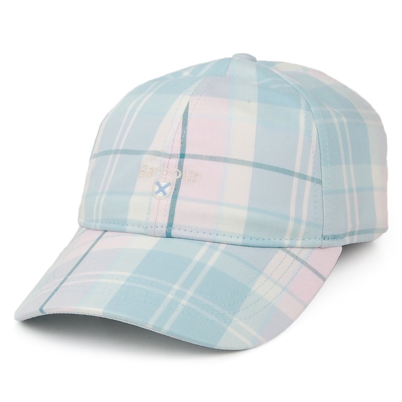 Barbour Hats Lindsay Tartan Cotton Baseball Cap – Pink-Blue Adjustable