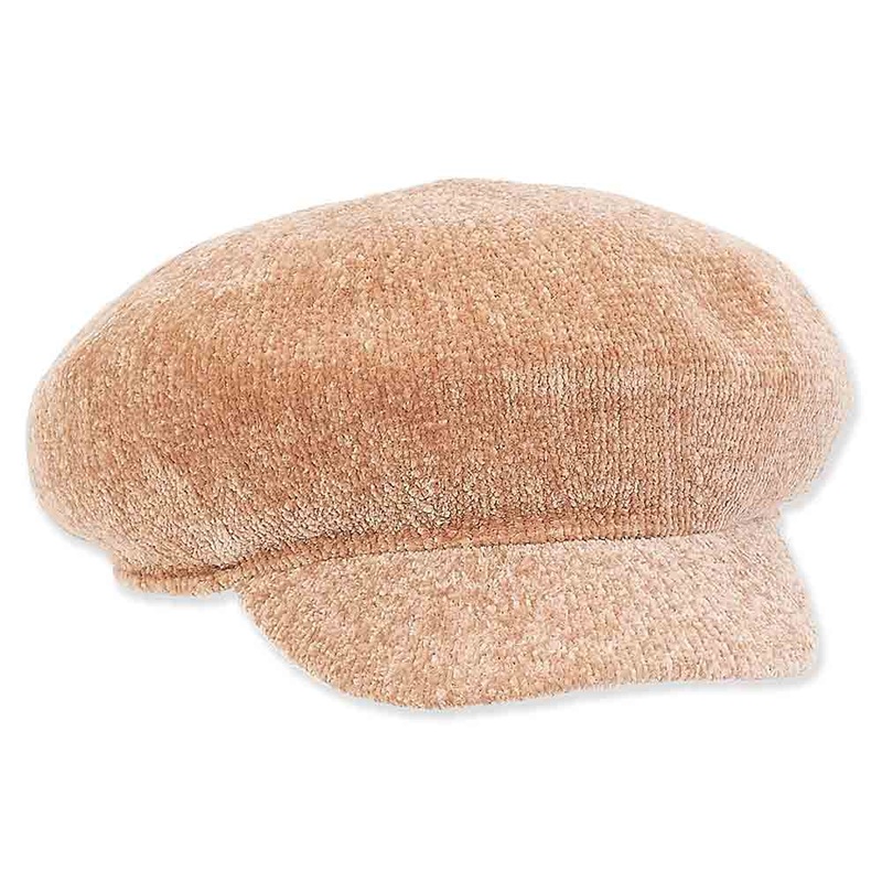 Chenille Fashion Newsboy Cap – Adora Hats Beige Medium (57 cm)