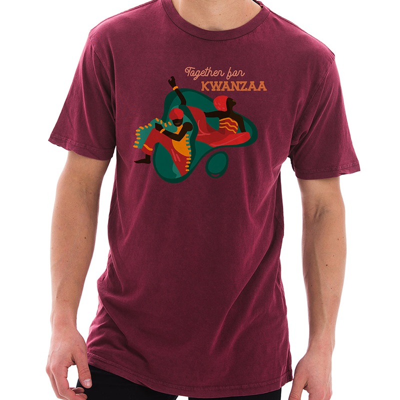 Dancing Together For Kwanzaa Graphic Design Unisex Ring Spun Cotton Vintage Short Sleeve Crewneck Tee Shirt Vintage Brick XS