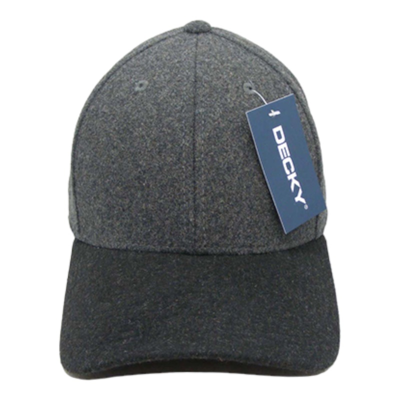 Decky 236 – 6 Panel Low Profile Structured Melton Wool Cap Charcoal/Black
