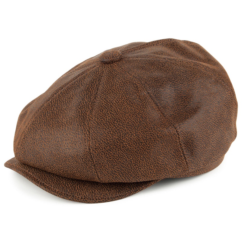 Jaxon & James Leather Newsboy Cap Brown Wholesale Pack Prepack