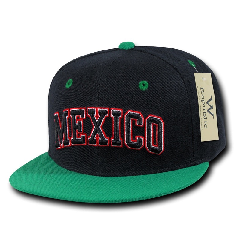 Mexico Hat Snapback Flat Bill Country Cap – WR101 Black