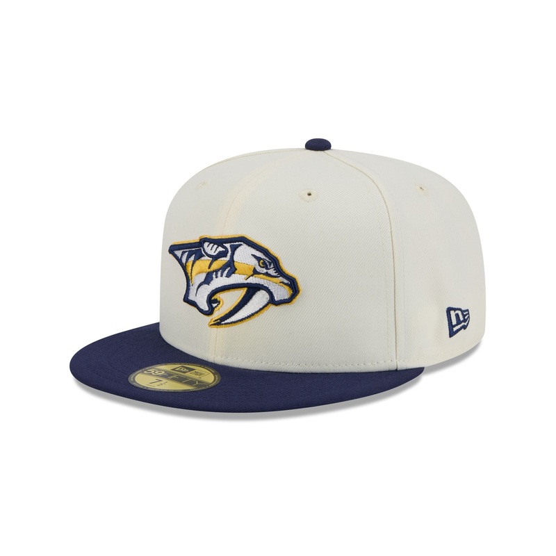 Nashville Predators Chrome White 59FIFTY Fitted Hat 7