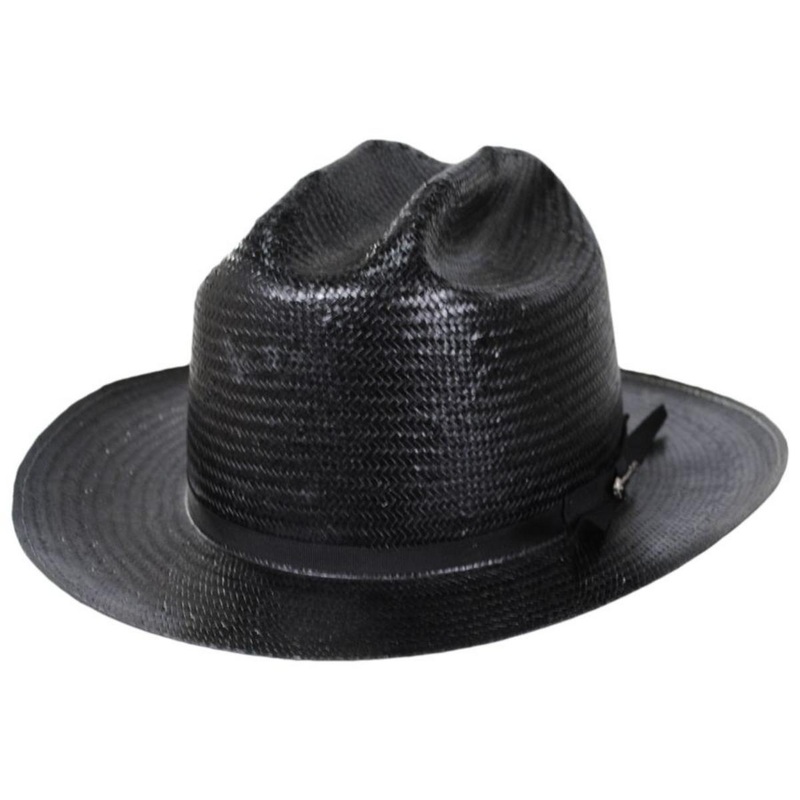 Open Road Shantung Straw Western Hat BLACK 6 7/8