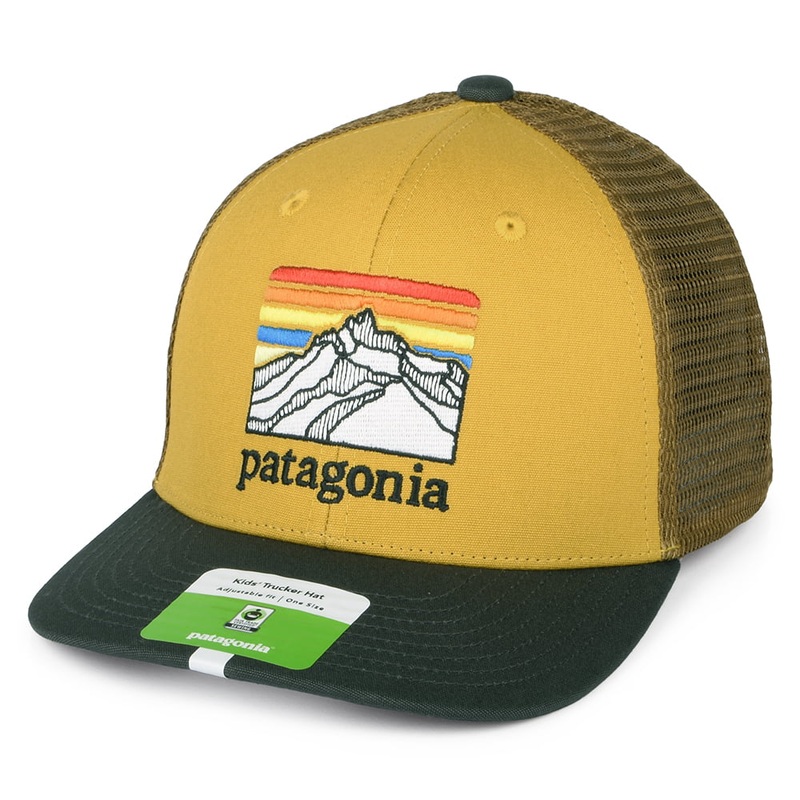 Patagonia Hats Kids Line Logo Ridge Organic Cotton Trucker Cap – Wheat CHILD ADJ.