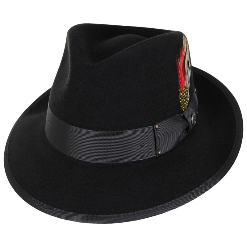 Scottie Fur Felt Fedora Hat BLACK S