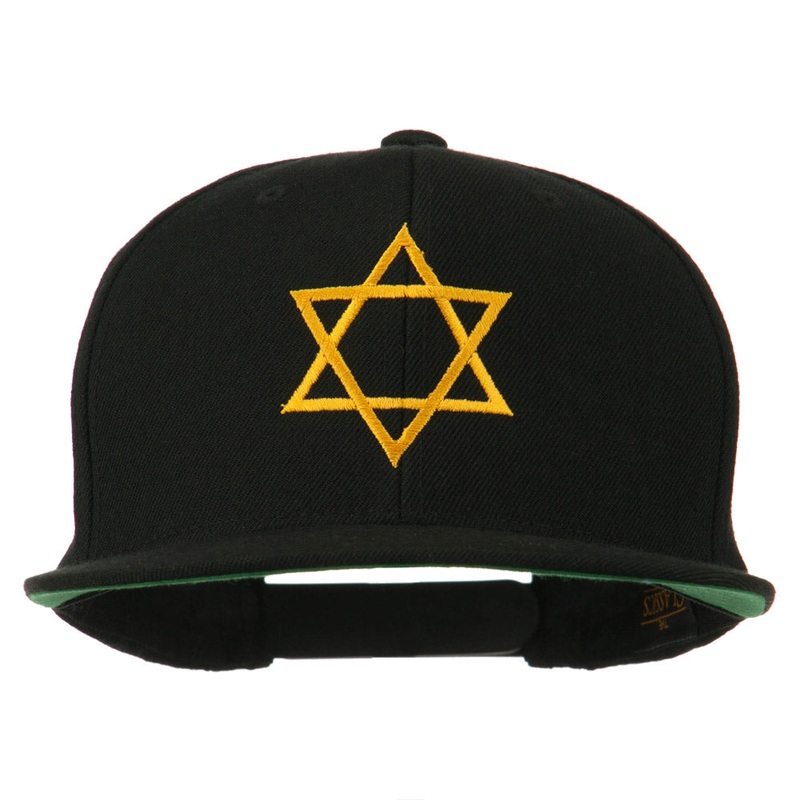Star of David Embroidered Flat Bill Cap Black One Size