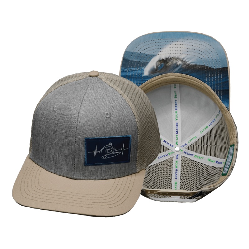 Surf Hat – Baseball Hat Fit – Cream / Gray – Trucker Mesh