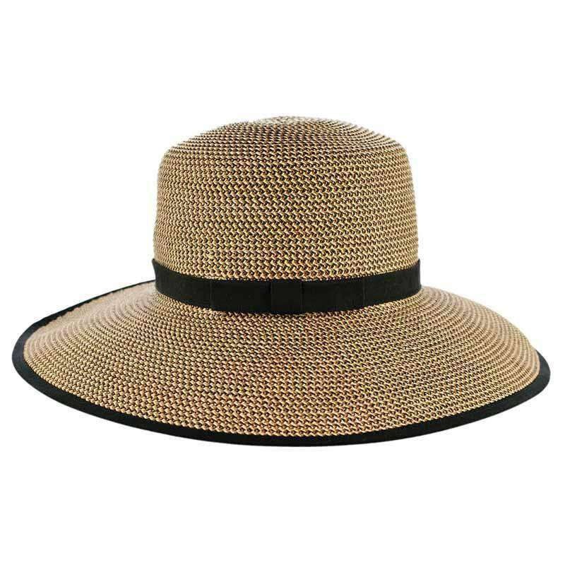 Tweed Straw Facesaver Hat with Ponytail Hole – JSA Black tweed