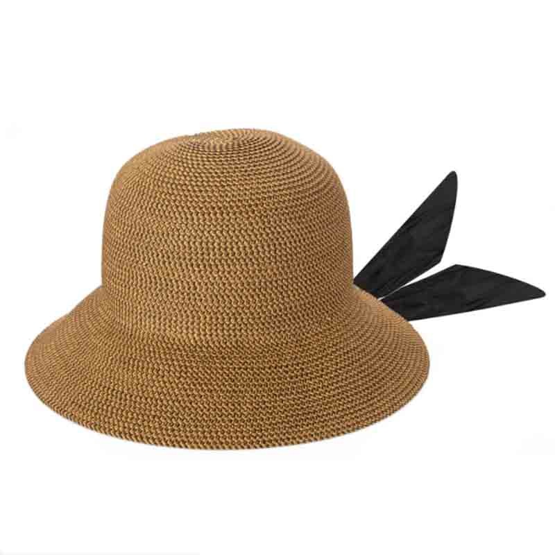 Ultrabraid Straw Cloche Hat with Facial Scarf – San Diego Hat Brown Tweed OS (23 3/8″)