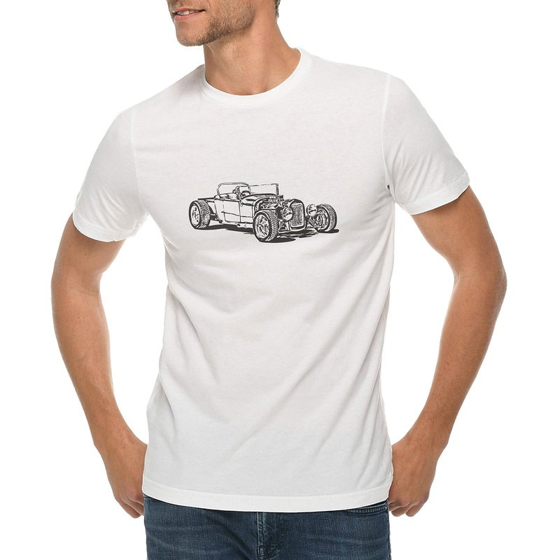 Vintage Rod Graphic Design Deluxe Jersey T-Shirt White XS