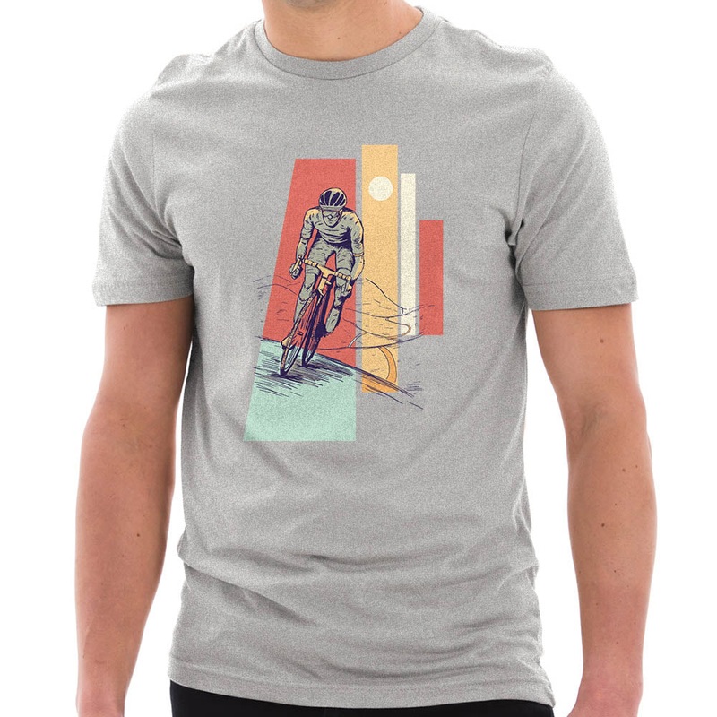 4 Layered Cyclist Graphic Design Deluxe Jersey T-Shirt Heather Grey XS