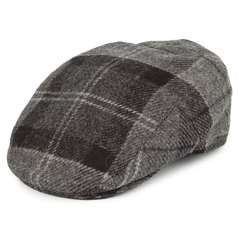 Barbour Hats Moons Tweed Wool Flat Cap – Black-Grey 6 7/8