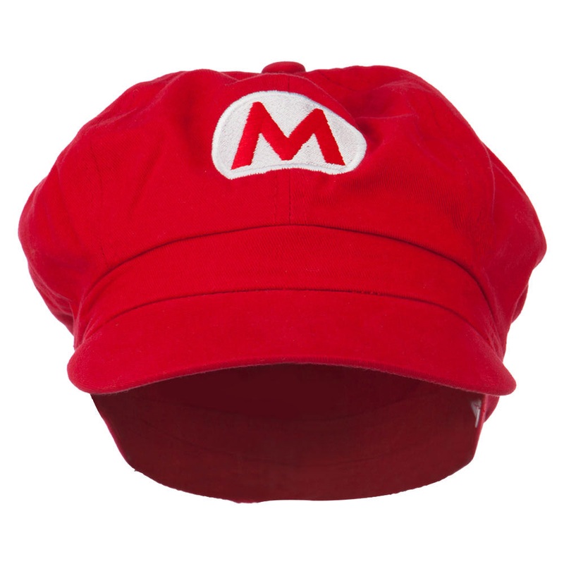 Big Size Circle Mario Luigi Wario Waluigi Embroidered Cotton Newsboy Cap Red XL-2XL