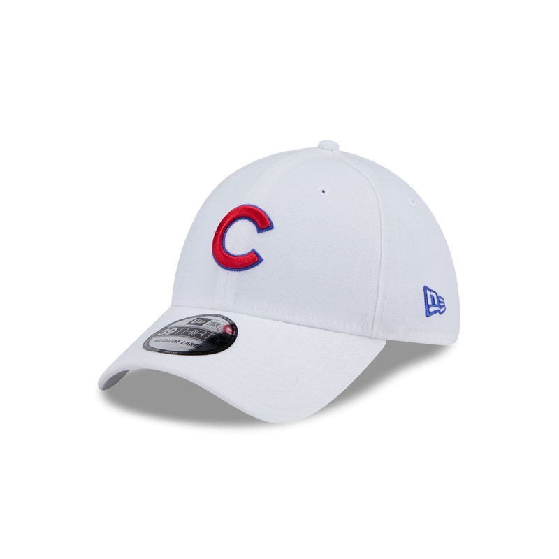Chicago Cubs Optic White 39THIRTY Stretch Fit Hat S/M