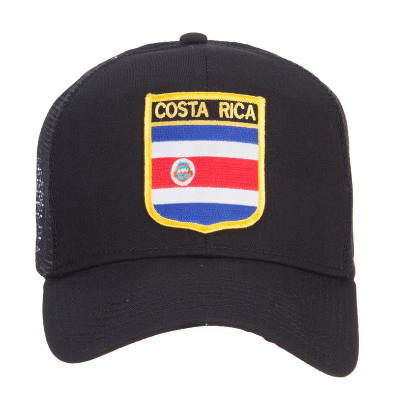 Costa Rica Flag Patched Mesh Cap Black One Size