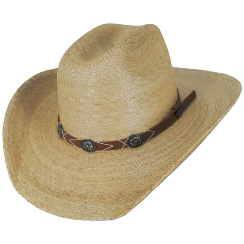 Cowhand Palm Leaf Straw Western Hat TOASTED PALM S