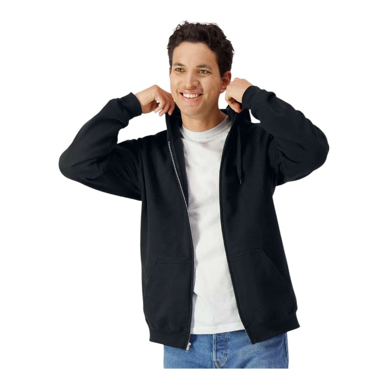 Gildan SF600 Unisex Softstyle Full-Zip Hooded Sweatshirt Black S