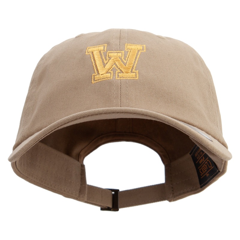 Initial Washington Sign Embroidered Unstructured Low Profile 6 panel Cotton Cap Khaki One Size