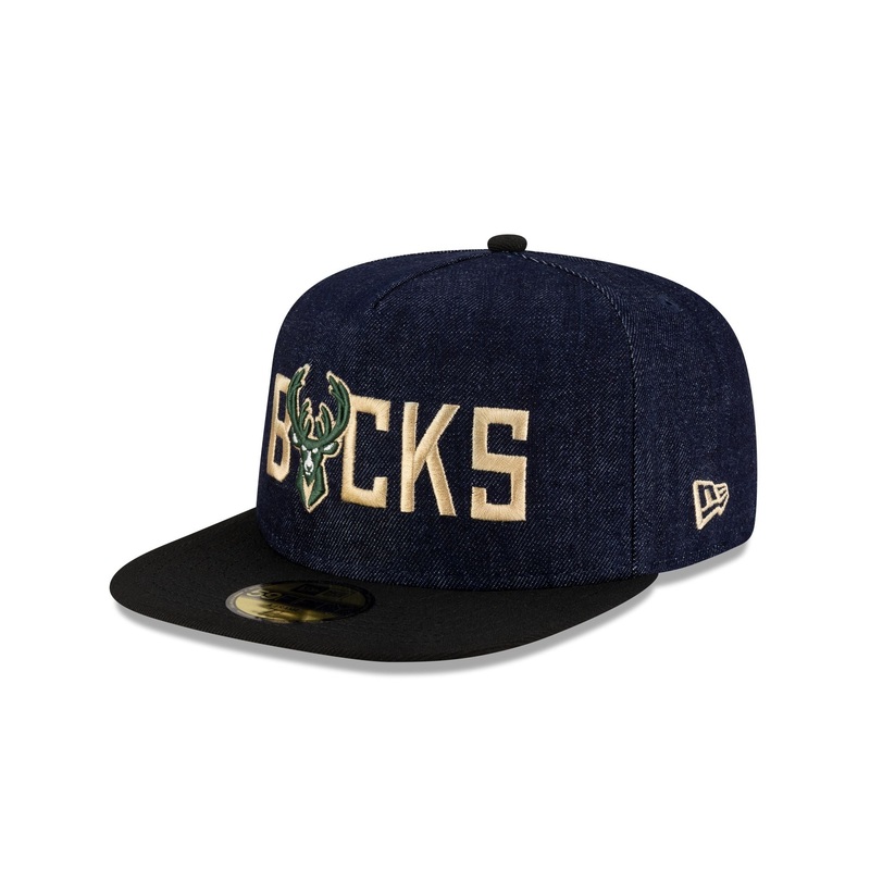 Milwaukee Bucks Navy Denim 59FIFTY A-Frame Fitted Hat 7