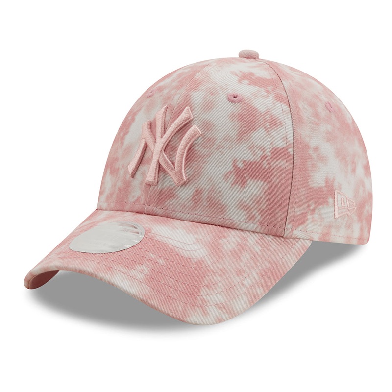 New Era Womens 9FORTY New York Yankees Baseball Cap – MLB Tie Dye – Light Pink Adjustable