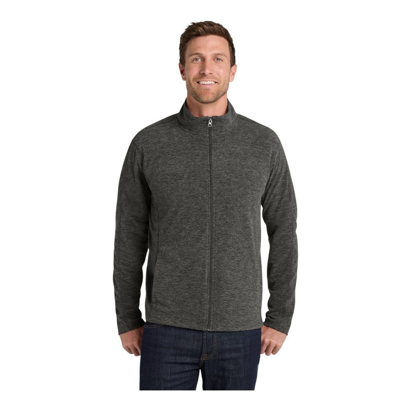 Port Authority F235 Heather Microfleece Full-Zip Jacket Black Charcoal Heather XS