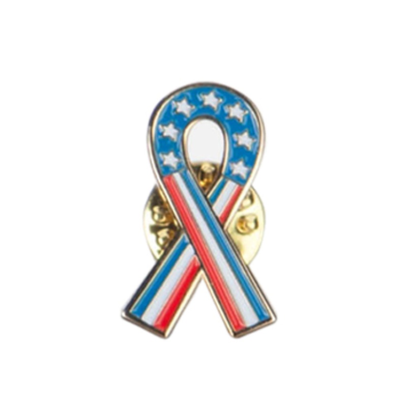 Ribbon Lapel Pin Blue Red White One Size
