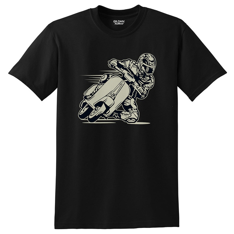 Scooter Racer Graphic Men’s DryBlend Cotton Polyester T-Shirt Black S