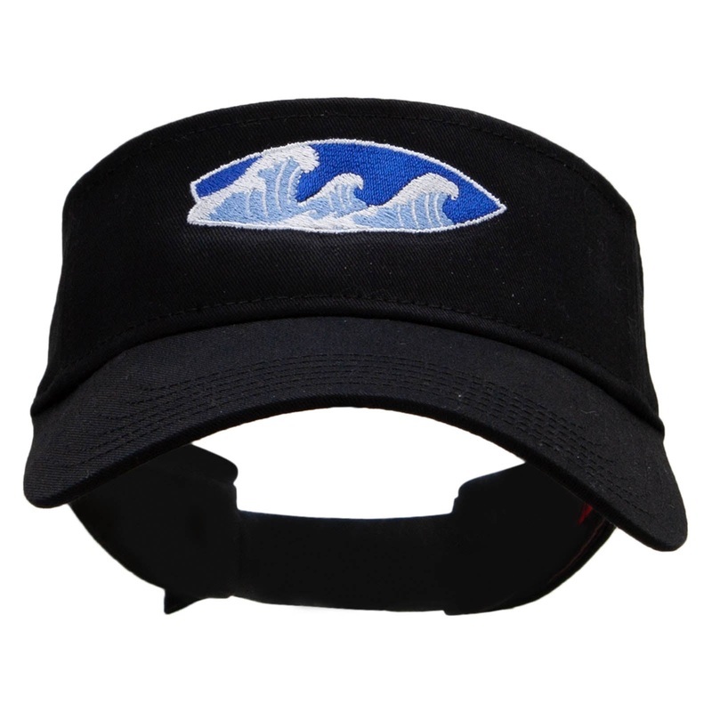 Surfboard Waves Embroidered Cotton Twill Sun Visor Black One Size