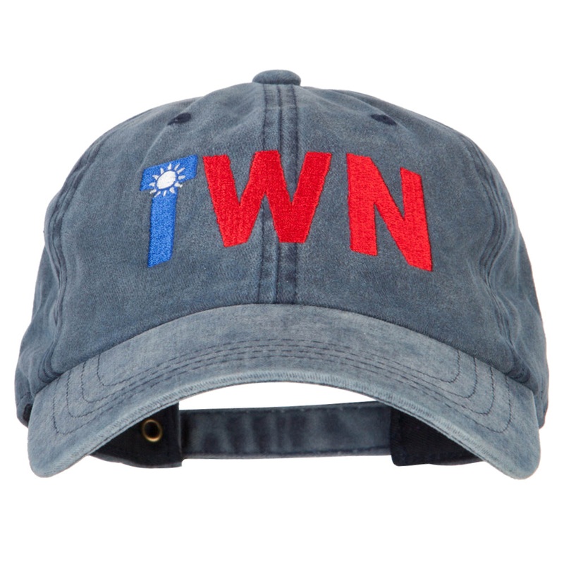 Taiwan TWN Flag Embroidered Washed Cotton Twill Cap Navy One Size