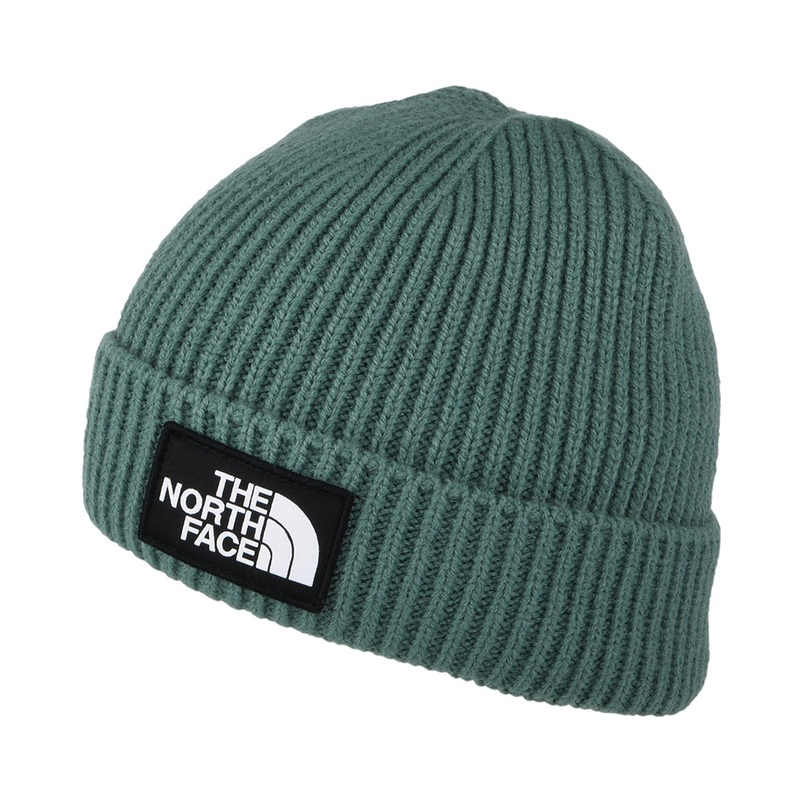 The North Face Hats TNF Logo Box Cuffed Fisherman Beanie Hat – Dark Sage 1-Size