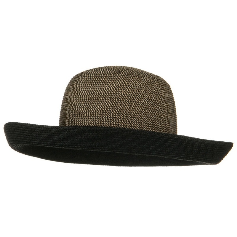 UPF 50+ Tweed Braid Large Kettle Brim Hat Black One Size