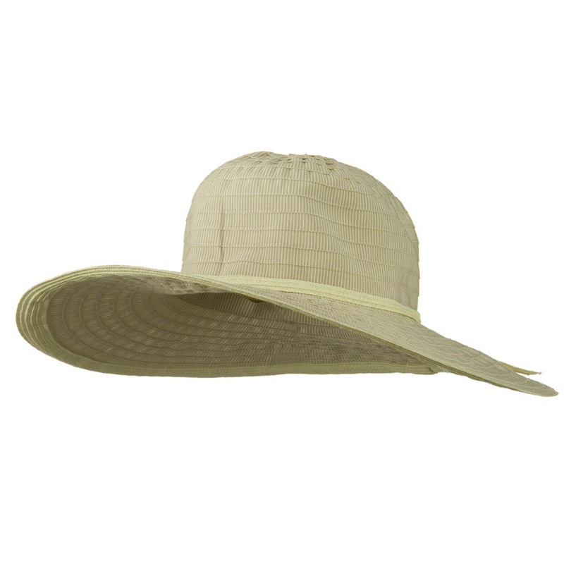 Woman’s Paper Braid Ribbon Tie Hat Beige One Size