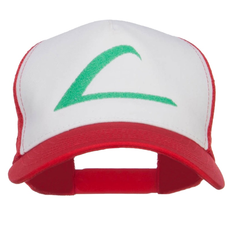 Ash Ketchum League Expo Embroidered Mesh Cap White Red One Size