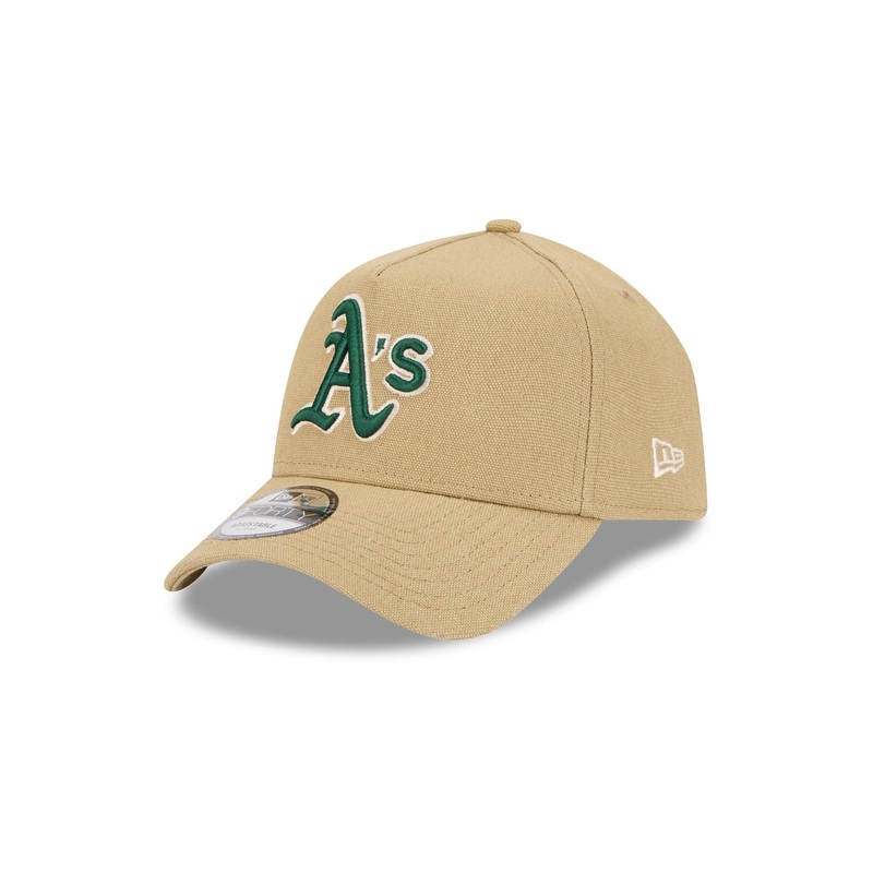 Athletics Logo Essentials Khaki 9FORTY A-Frame Snapback Hat One Size