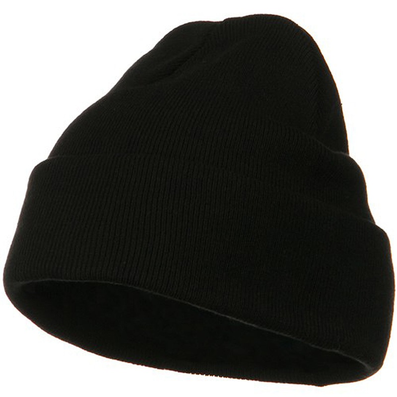 Big Size Superior Cotton Long Knitting Beanie Black XL-3XL
