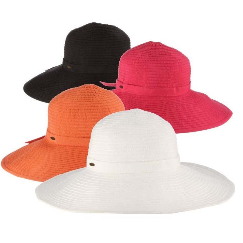 Deluxe Ribbon Floppy Hat with Chin Strap – Scala Hats White