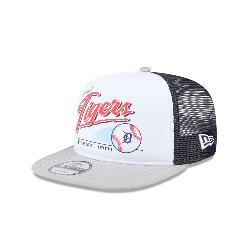 Detroit Tigers Retro Script 9FIFTY A-Frame Trucker Hat One Size
