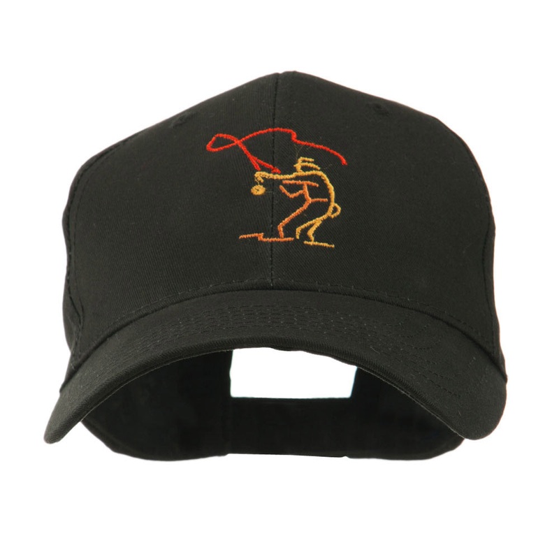 Fly Fishing Man Outline Embroidered Cap Black One Size