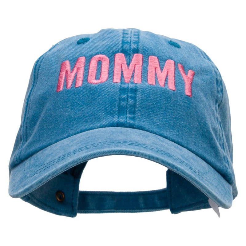 Mommy Embroidered Pigment Dyed Wash Caps Turquoise One Size