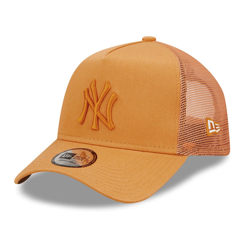 New Era 9FORTY New York Yankees A-Frame Trucker Cap – MLB Tonal Mesh – Orange Adjustable
