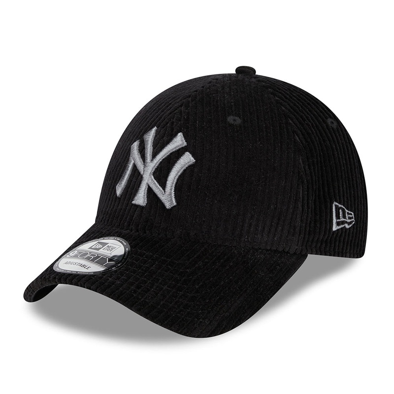New Era 9FORTY New York Yankees Baseball Cap – MLB Wide Cord – Black-Grey Adjustable