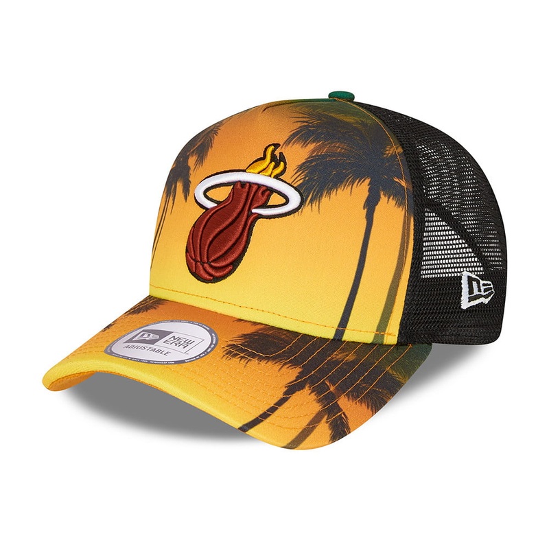 New Era Miami Heat A-Frame Trucker Cap – NBA Summer City – Black-Multi Adjustable