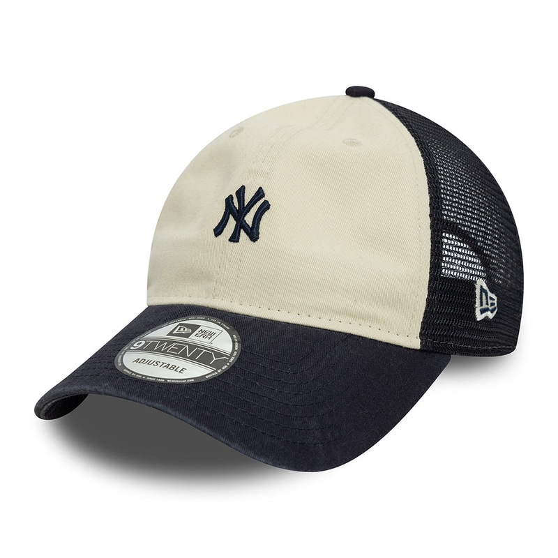 New Era Womens 9TWENTY New York Yankees Trucker Cap – MLB Mini Logo – Cream-Navy Adjustable