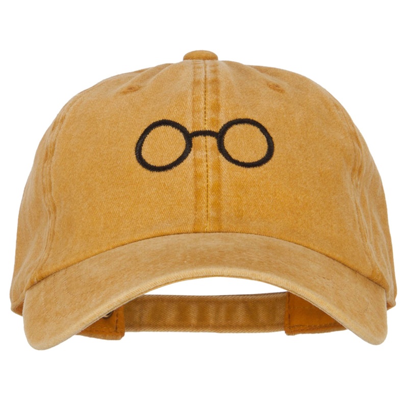Perfect Round Eyeglasses Embroidered Unstructured Cotton Cap Gold One Size