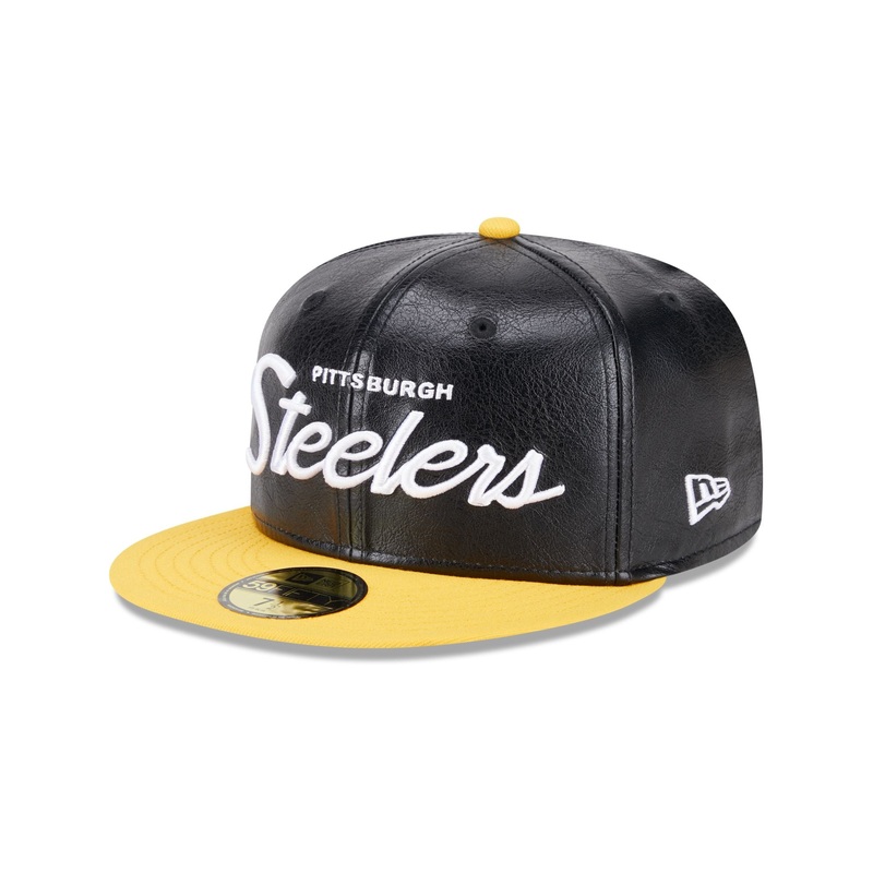 Pittsburgh Steelers Faux Leather Crown 59FIFTY Fitted Hat 7