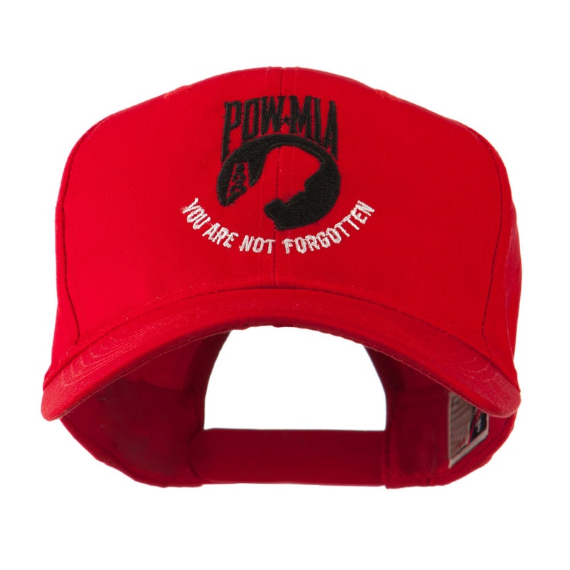 Pow Mia Symbol with Wording Embroidered Cap Red One Size